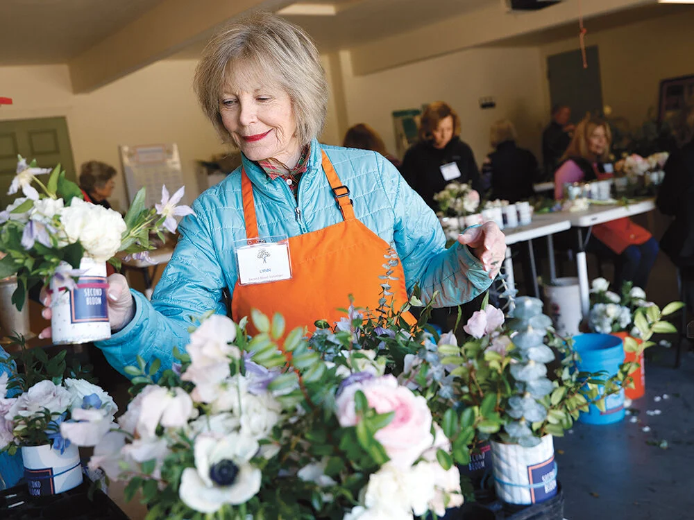 Second Bloom is an all-volunteer nonprofit that takes flowers from events and creates new arrangements for hospice and senior facilities. “We’ve given to people who have never even had a bouquet of flowers in their lives,” says Lynn Bohnen.
